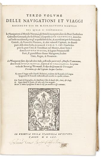 [Travels & Voyages] Ramusio, Giovanni Battista (1485-1557) Delle Navigationi et Viaggi.